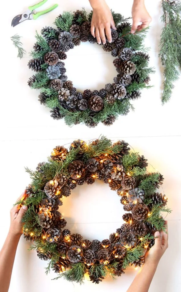 Easy Pinecone Winter Wreath