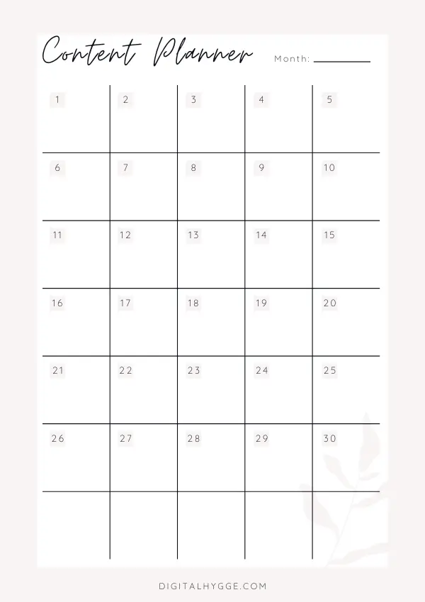 Monthly Content Planner
