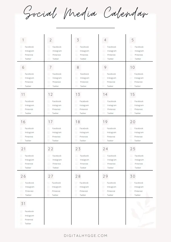 Social Media Calendar