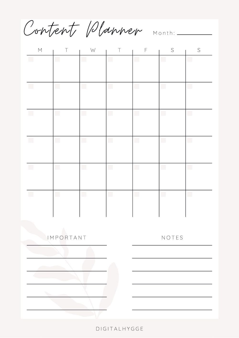 Social Media Content Planner [Printable PDF] - Digital Hygge