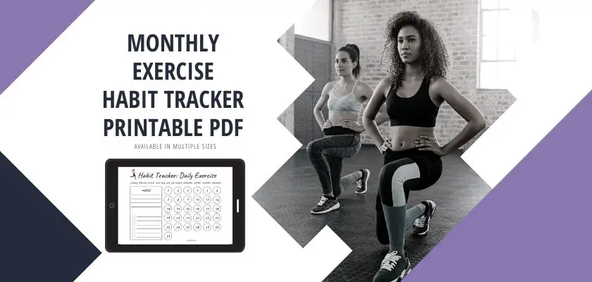 Monthly Exercise Habit Tracker Free Printable PDF