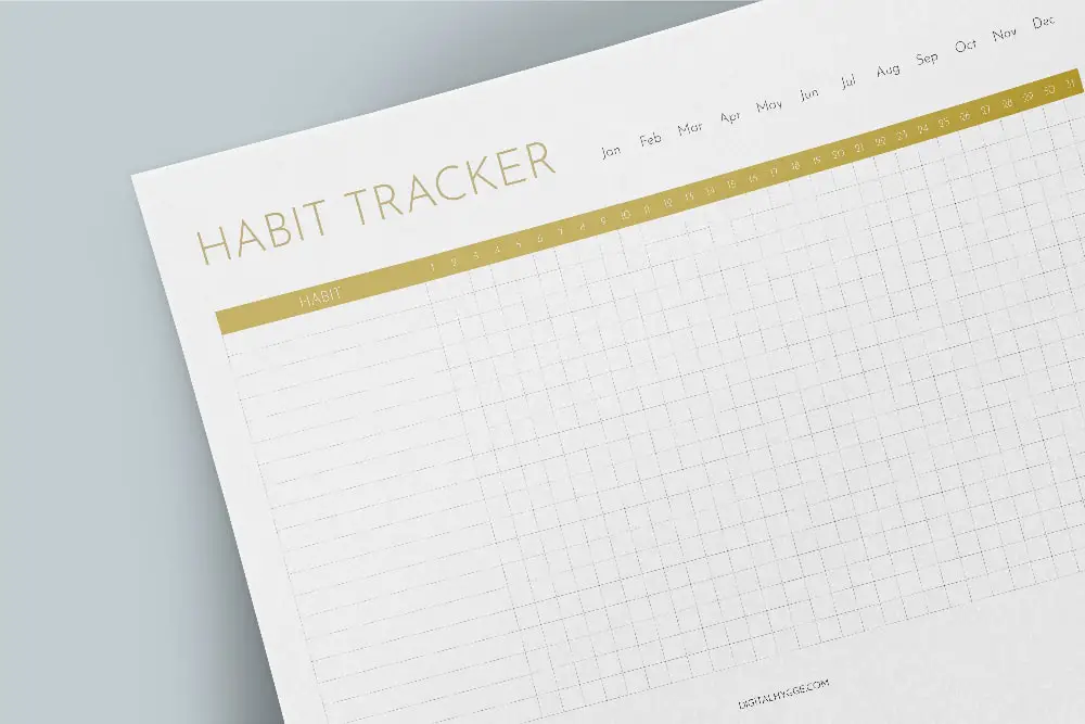 Monthly Habit Tracker Golden