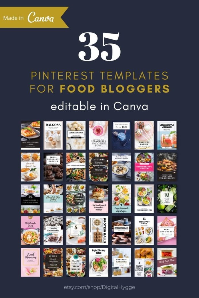 35 Food Blogger Pinterest Templates for Canva - Digital Hygge