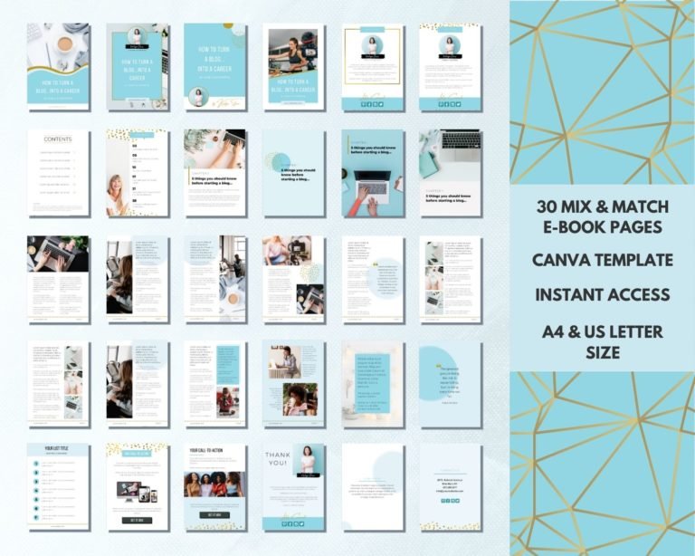 E-Book Canva Template For Bloggers And Entrepreneurs (A4 & US Letter ...
