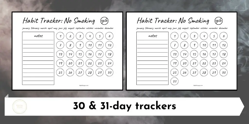 Monthly No Smoking Habit Tracker