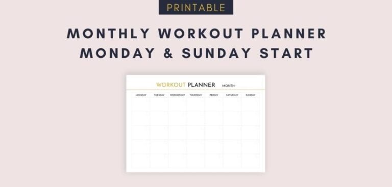 Monthly Workout Planner Template