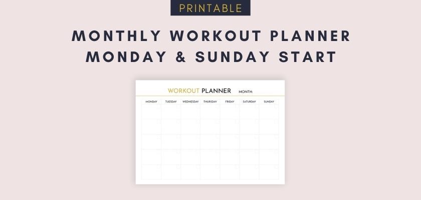 Monthly Workout Planner Undated