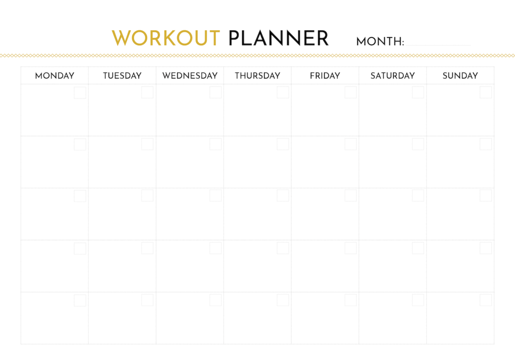 Monthly Workout Planner Free Download