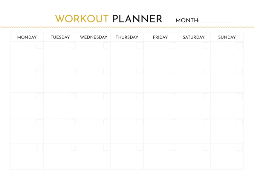 Monthly Workout Planner Template - Digital Hygge