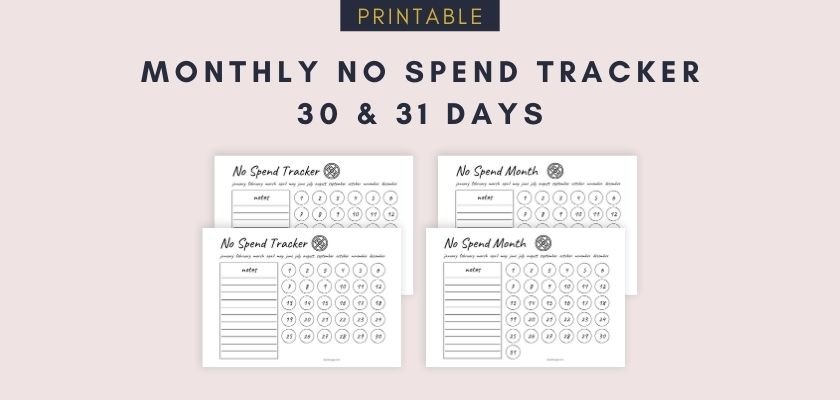 No Spend Tracker Printable PDF Digital Hygge Templates Printables