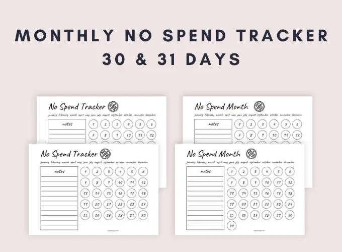 Monthly No Spend Tracker