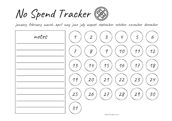 44 No-Spend Month Printables | DigitalHygge Printable