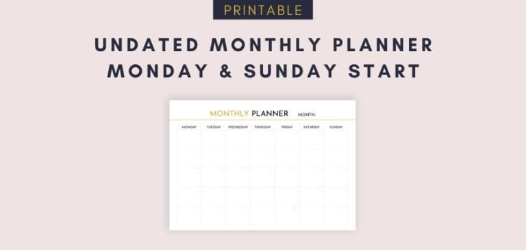 Free Undated Monthly Planner Printable