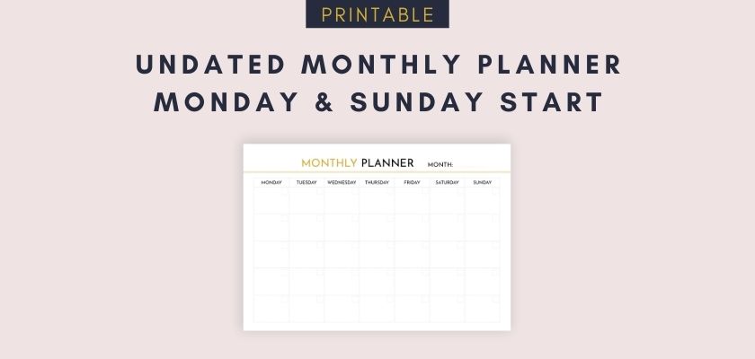 Undated Monthly Planner Free Printable