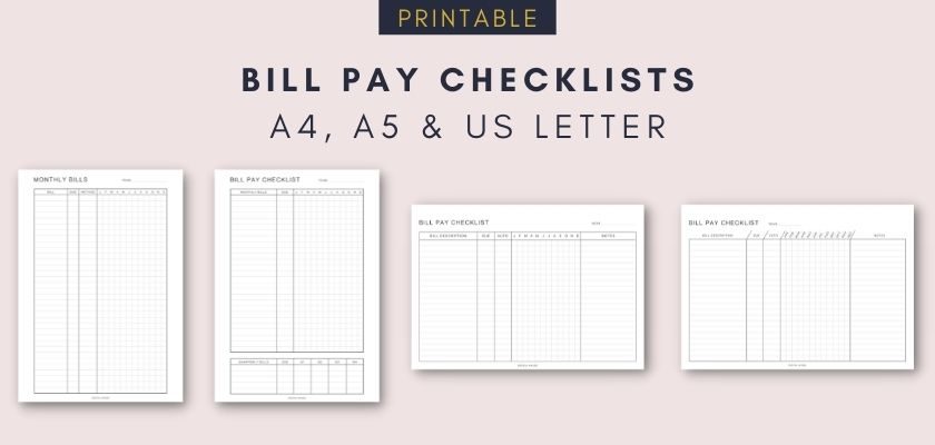 Free Bill Pay Checklists