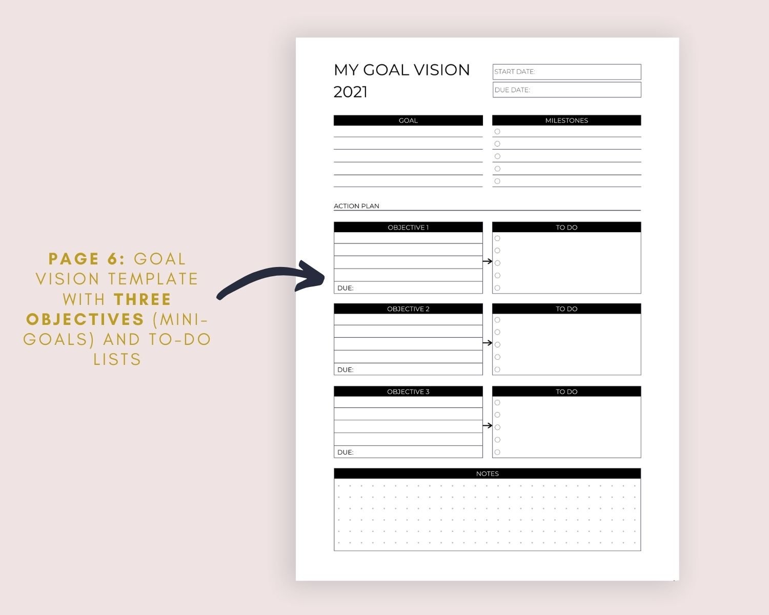 Goal Planner Canva Template (incl. Wheel of Life) - Digital Hygge
