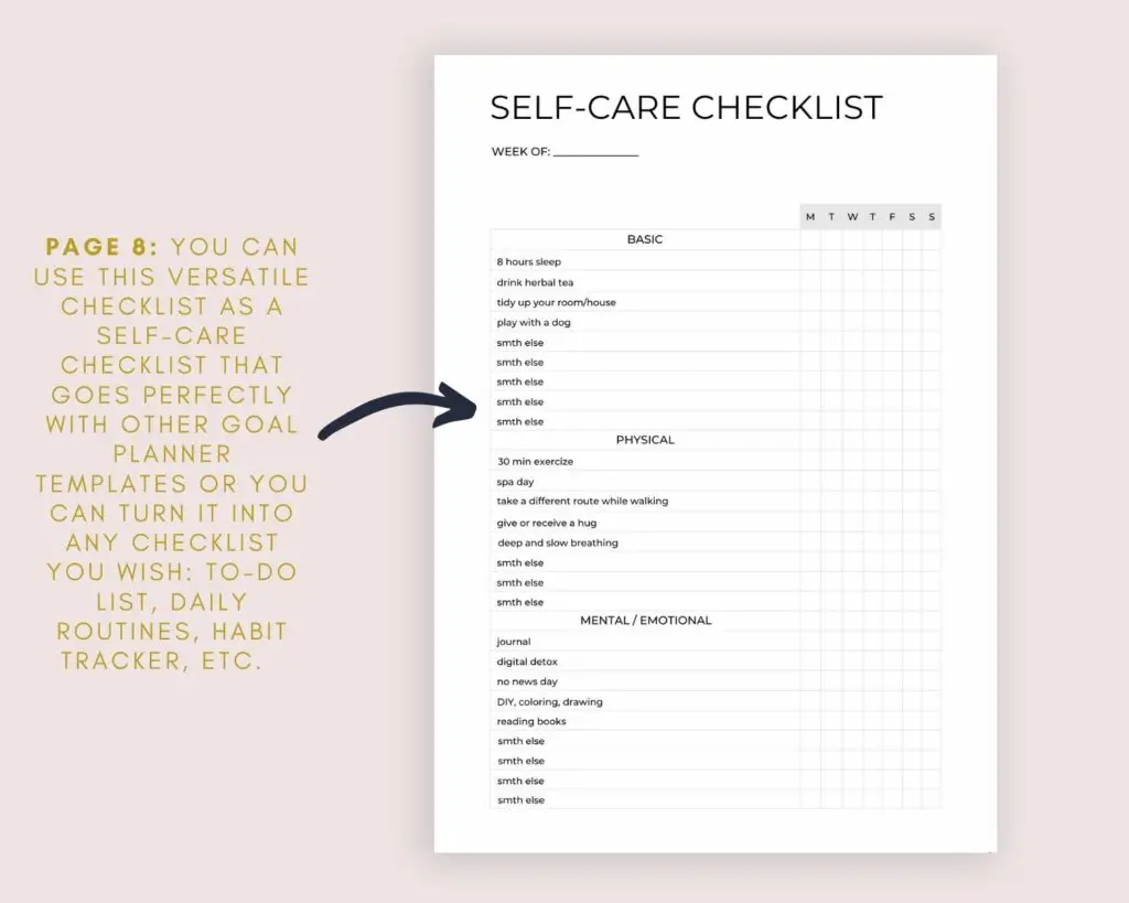 Selfcare Checklist Canva Template