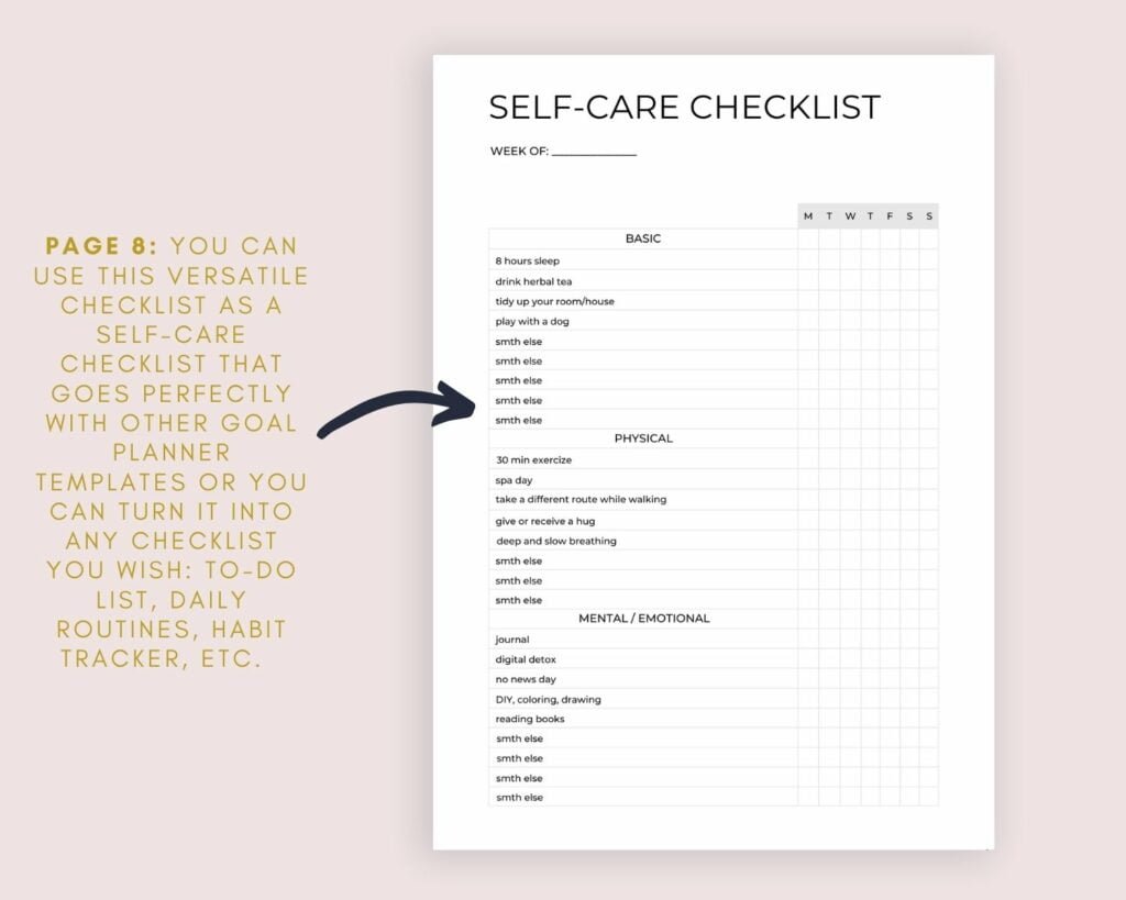 Selfcare Checklist Canva Template