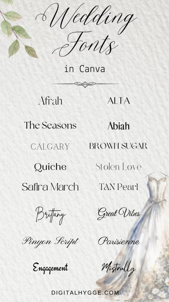 Wedding Fonts in Canva