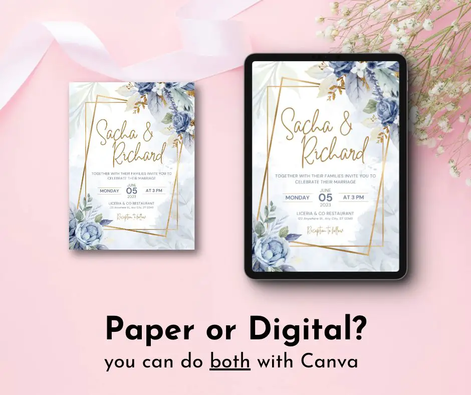 Paper or Digital Wedding Invitations in Canva