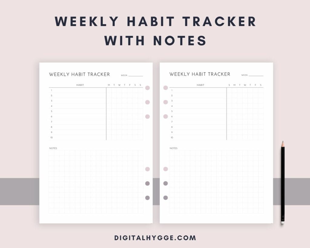 Weekly Habit Tracker with Notes (Preview of the Printable pdf)