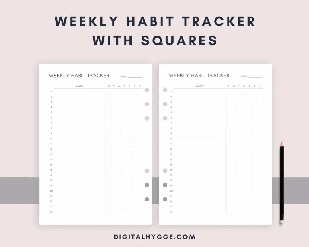 Weekly Habit Tracker with Squares (Preview of the Printable pdf)