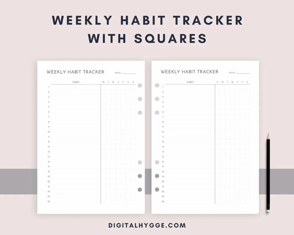 Weekly Habit Tracker with Squares (Preview of the Printable pdf)