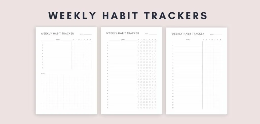 Weekly Habit Trackers Printable PDF