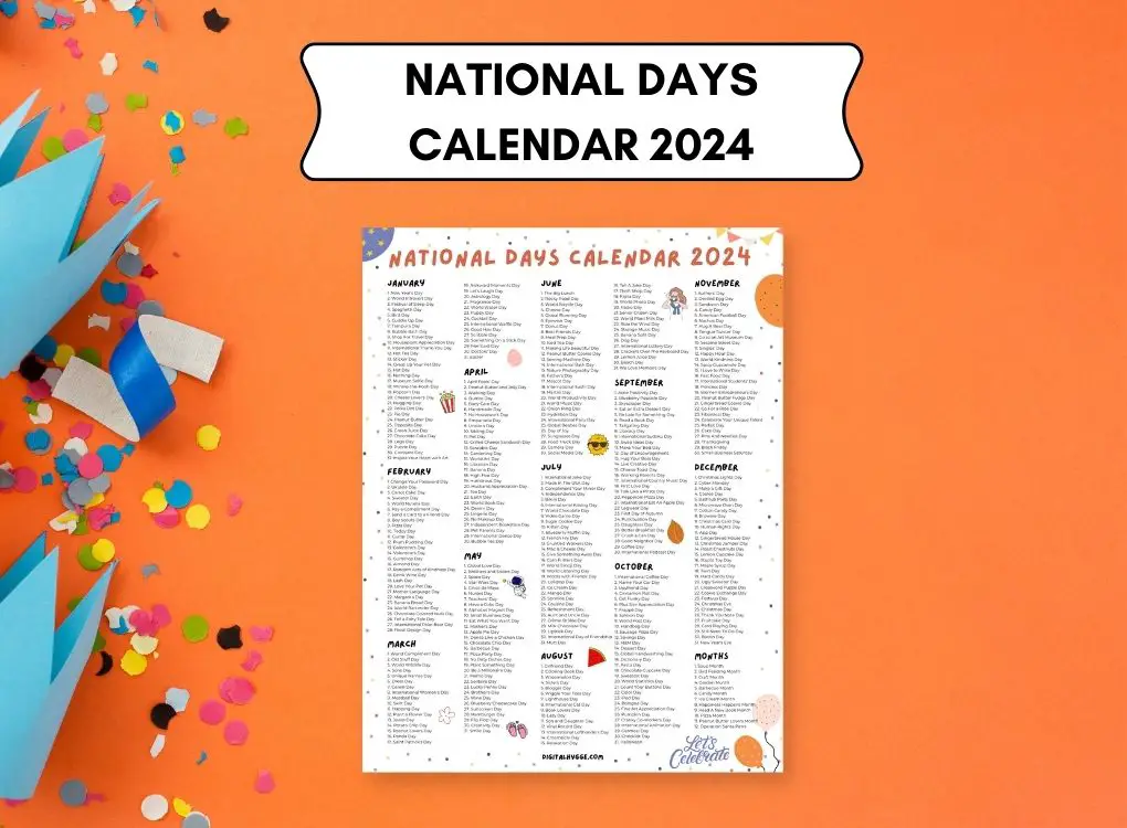 National Days Calendar 2024 Printable Dulce Glenine