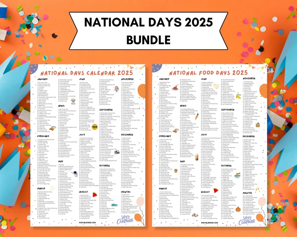 National Days Calendar 2025 by Digital Hygge