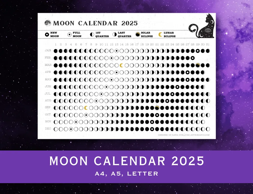Lunar Calendar 2025 Mystical Cat