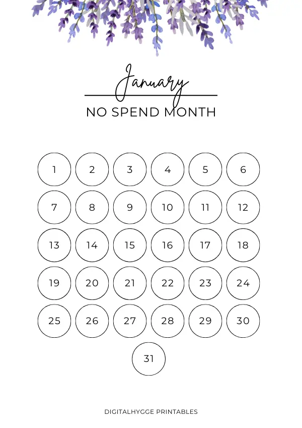 No Spend January Tracker Floral