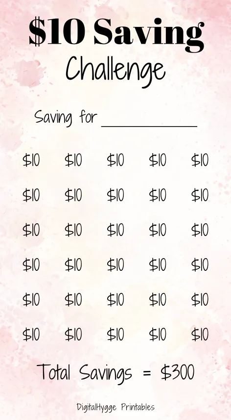 10 Savings Tracker Watercolor Pink