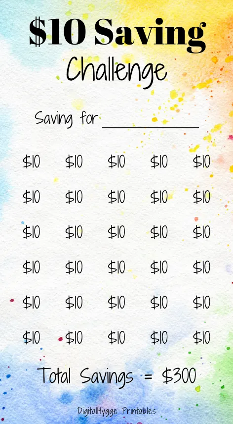 10 Savings Tracker Watercolor