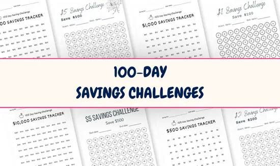 100-Day Savings Challenge Trackers