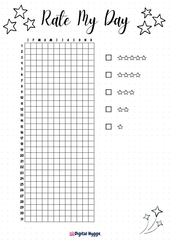 Rate My Day Stars Bullet Journal
