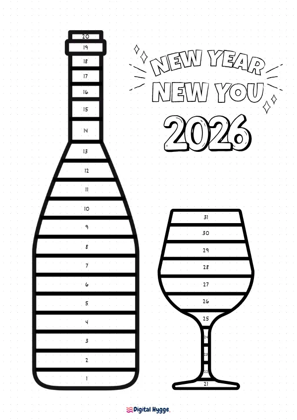 New Year New You 2026 Free Printable No Alcohol Tracker. Two styles (white and bullet journal).