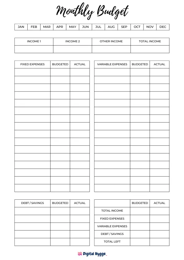 Monthly Budget Planner Brush Font 2