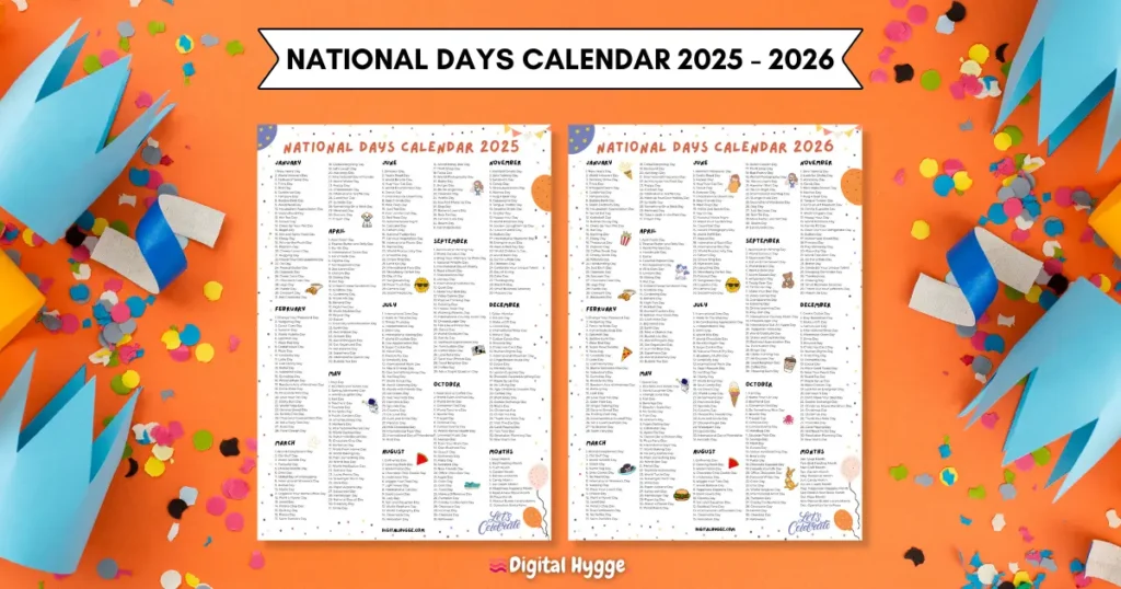 National Days Calendar 2025-2026