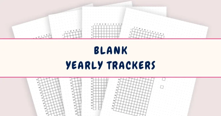 Blank Yearly Trackers Free Printable PDF. Blank Year in Pixels templates