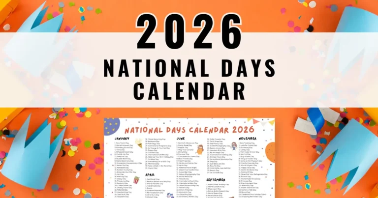 National Days Calendar 2026 by Digital Hygge
