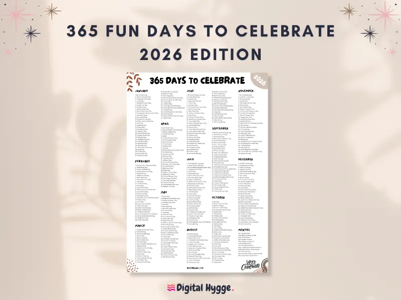 National Days Calendar 2026 Aesthetic