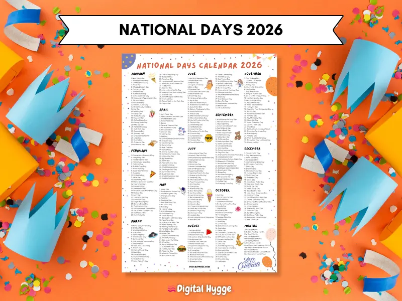 National Days Calendar 2026 Festive